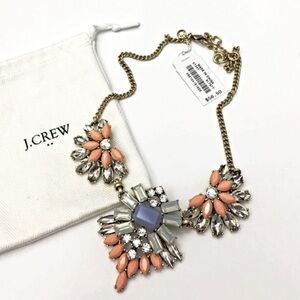 J. Crew Floral Crystal Necklace in Peach and Clear